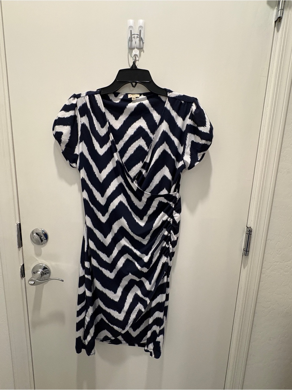 Navy & White Chevron Wrap Dress